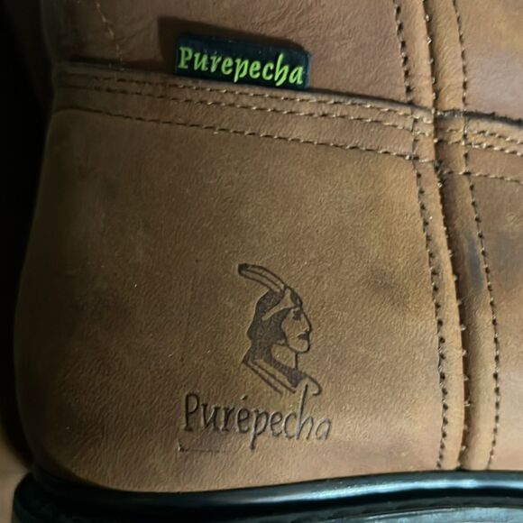 🔥 PUREPECHA WORK BOOTS GENUINE LEATHER WESTERN ROUND TOE Rubber Sole - PERFECT - Picture 12 of 12